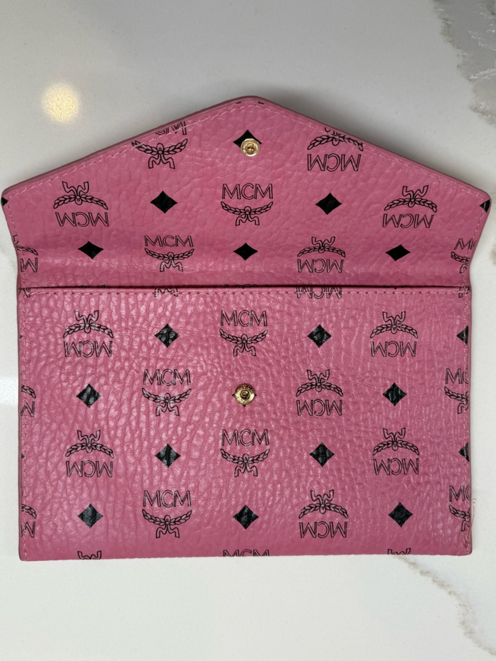 MCM Pink Visetos Envelope Clutch/Pouch - Picture 8 of 16